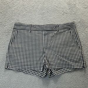 Gap Shorts Womens 14 Black‎ & White Gingham Flat Front Chino 3" Inseam